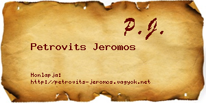 Petrovits Jeromos névjegykártya